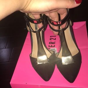 Black tan and gold cheetah print heels